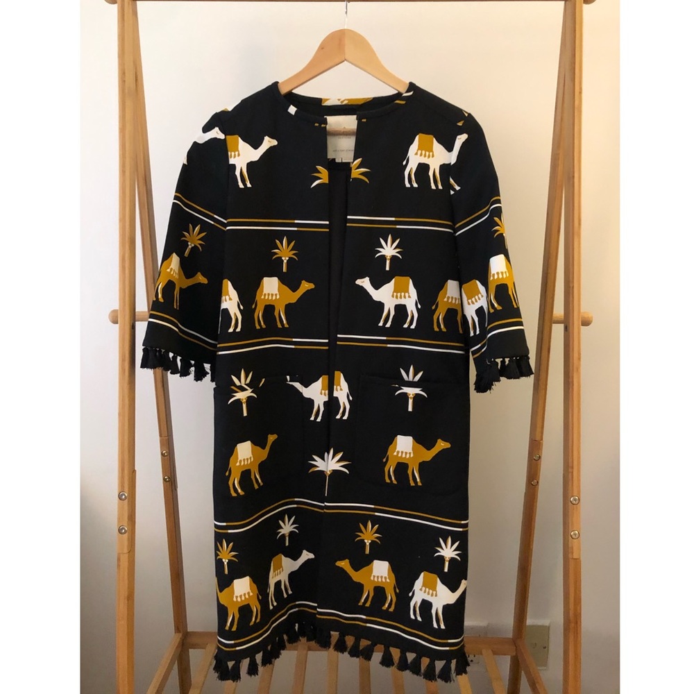 Kate Spade Embroidered Camel Print Coat